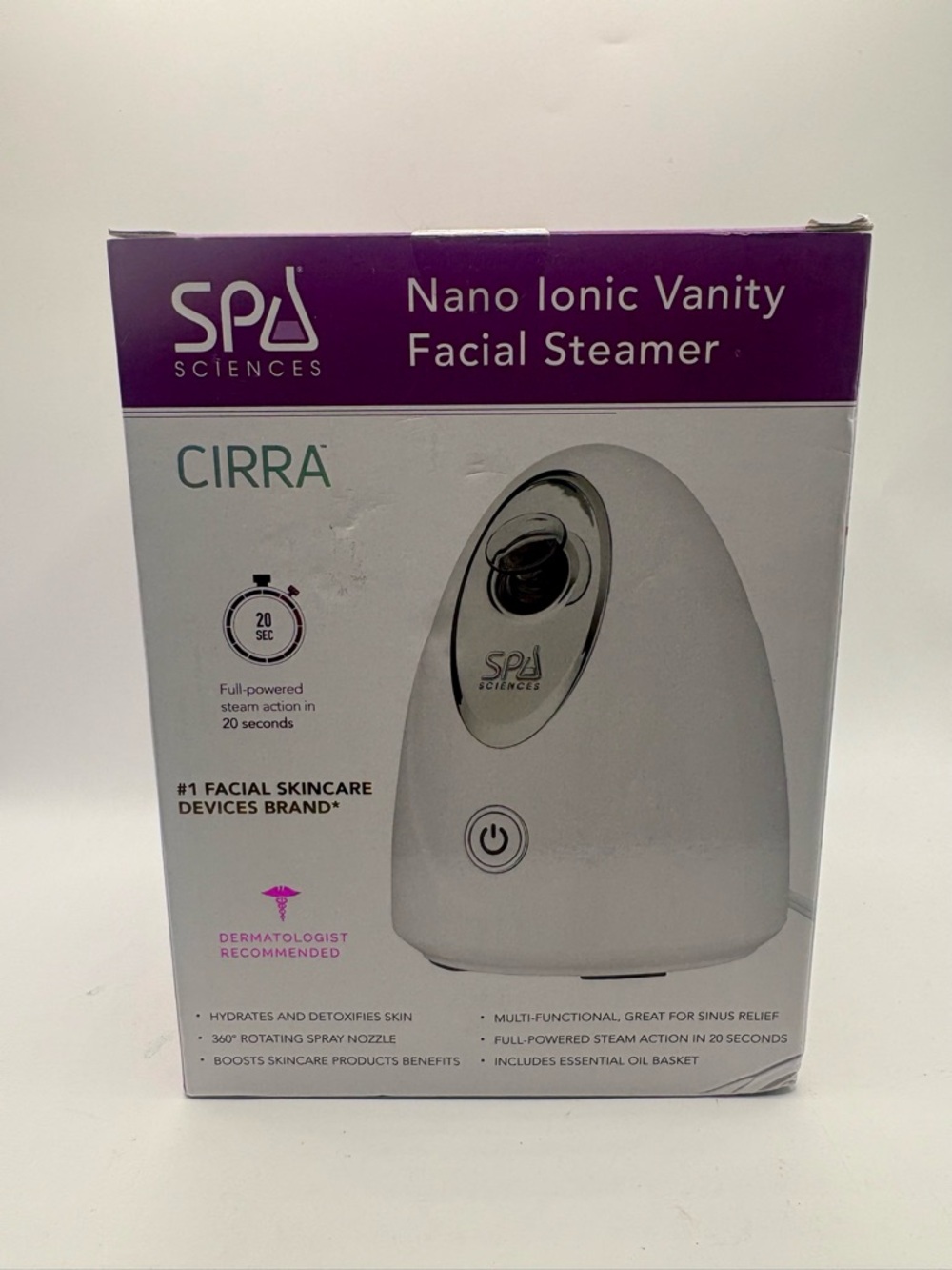 SPA Sciences Cirra Nano Ionic Vanity Facial Steamer - White/Purple